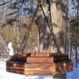 Hanging Octagon Platform Bird Or Squirrel Feeder Cedar Wood Tbnup #1Smb - thumbnail 4