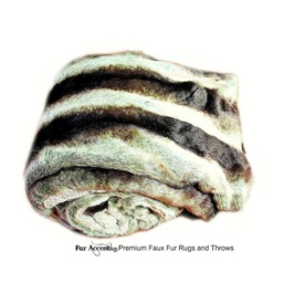 Gray Chinchilla Stripe Faux Fur Throw Blanket - Plush Minky Lining