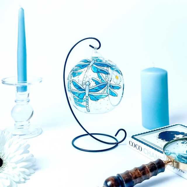 Dragonfly Glass Candle Holder Stain Hand Painted - image 1
