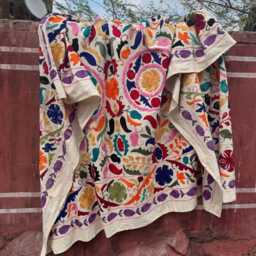 Suzani Quilt Throw - Colorful Handmade Textile - thumbnail 3