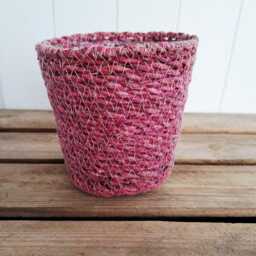 Pink Rustic Basket Planter - Plastic Lined