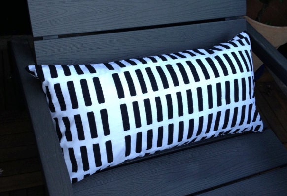 Black White Siena Cushion Case, 30x60cm, Alvar Aalto Designer Fabric From Artek, Finland - image 1
