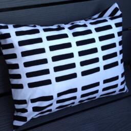 Black White Siena Cushion Case, 30x60cm, Alvar Aalto Designer Fabric From Artek, Finland - thumbnail 2