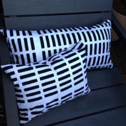 Black White Siena Cushion Case, 30x60cm, Alvar Aalto Designer Fabric From Artek, Finland - thumbnail 3