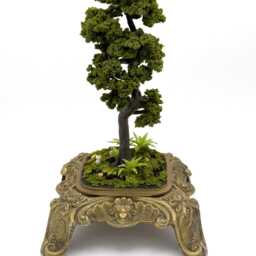 Handmade Tree & Robin Scene in Glass Cloche With Vintage Metal Base - thumbnail 2