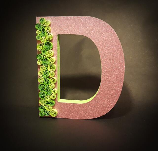 Wooden Letter - Quilling Letters Custom Girls Room Decor Princess Wall Nursery Glitter - image 1