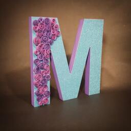 Wooden Letter - Quilling Letters Custom Girls Room Decor Princess Wall Nursery Glitter - thumbnail 2