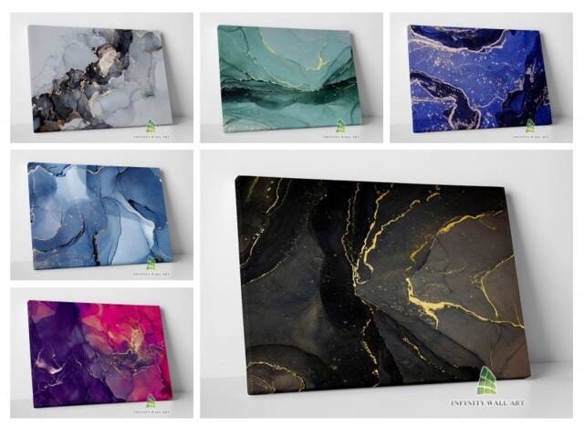 Abstract Marble Canvas Art Wall Print Picture Fashion Framed Home Decor - image 1