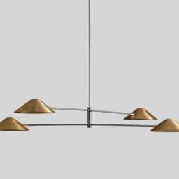 1950's Mid Century Brass Simms Linear Chandelier-4 Light Italian Chandelier-Pendant Sputnik Chandelier Light Fixture Modern Chandelier - thumbnail 2