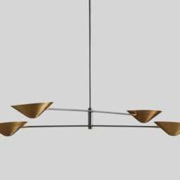 1950's Mid Century Brass Simms Linear Chandelier-4 Light Italian Chandelier-Pendant Sputnik Chandelier Light Fixture Modern Chandelier - thumbnail 3