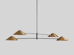 1950's Mid Century Brass Simms Linear Chandelier-4 Light Italian Chandelier-Pendant Sputnik Chandelier Light Fixture Modern Chandelier - thumbnail 1