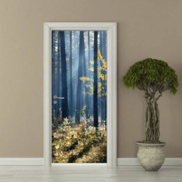 Forest Door Sticker, Wallpaper, Mural, Nature Wall Sticker , Bedroom Living Room Home Decor, Decor Mural - thumbnail 2