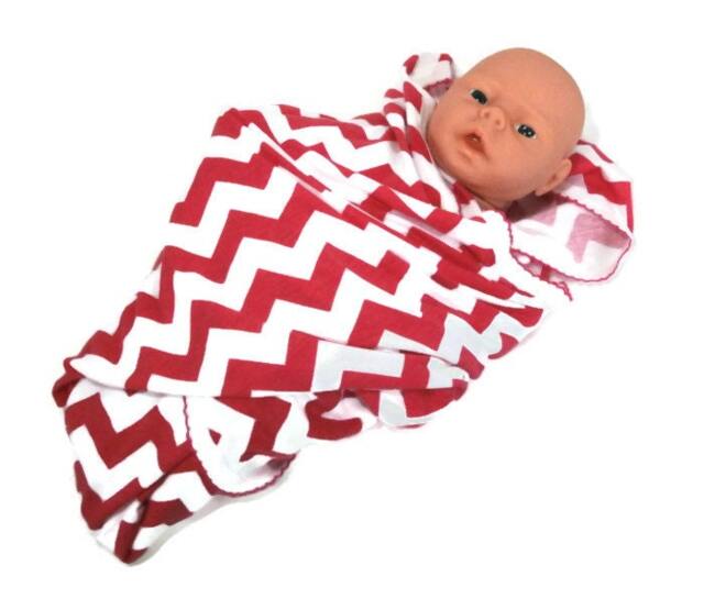 Pink Chevron Baby Swaddle Blanket - Stretchy Knit Receiving - image 1