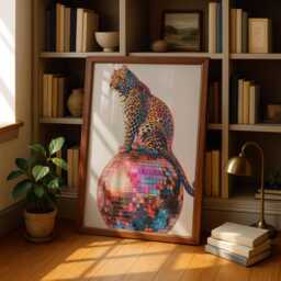 Disco Ball Leopard Print - Funky Kitchen Wall Art Eclectic Prints Maximalist Decor - thumbnail 3