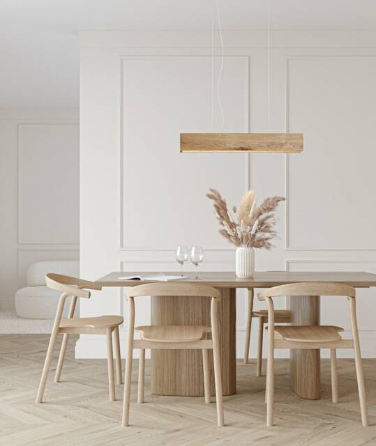 Handmade Oak Wood Led Pendant Lamp - Modern Dining Lighting - image 1