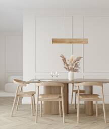 Handmade Oak Wood Led Pendant Lamp - Modern Dining Lighting - thumbnail 1