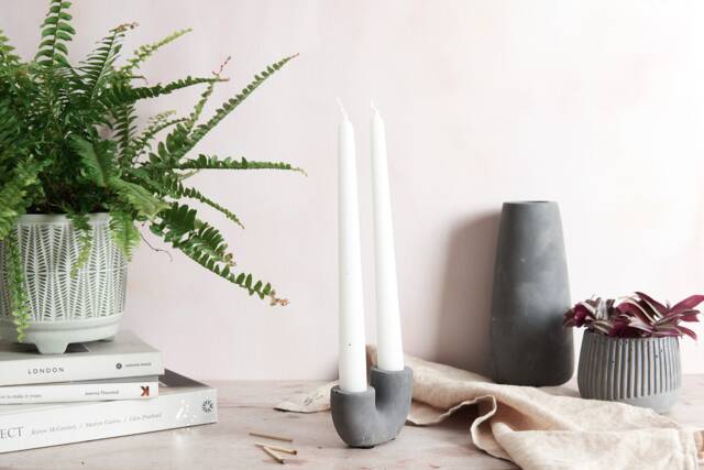 U Shaped Concrete Candlestick Holder - Modern & Versatile Home Decor - image 1