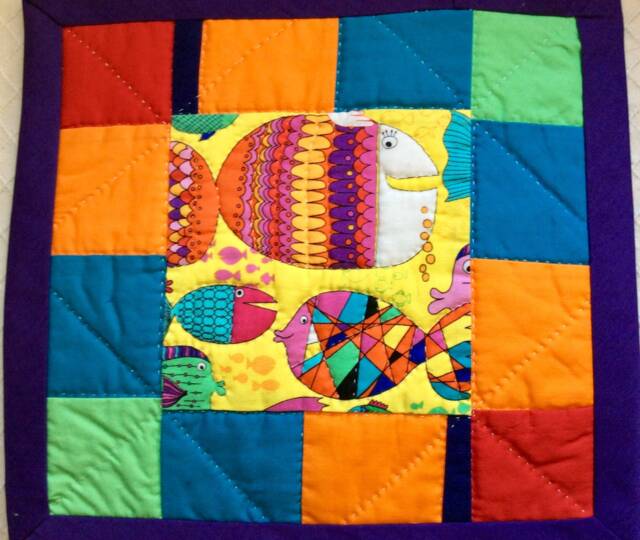 Hand Quilted Fish Wall Hanging, Nursery Decor - image 1