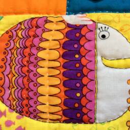 Hand Quilted Fish Wall Hanging, Nursery Decor - thumbnail 3