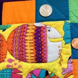 Hand Quilted Fish Wall Hanging, Nursery Decor - thumbnail 2