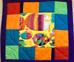Hand Quilted Fish Wall Hanging, Nursery Decor - thumbnail 1