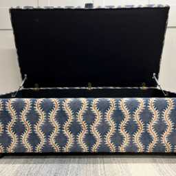 storage Ottoman Coffee Table Footstool in Helter Skelter Linen - Florence - thumbnail 2