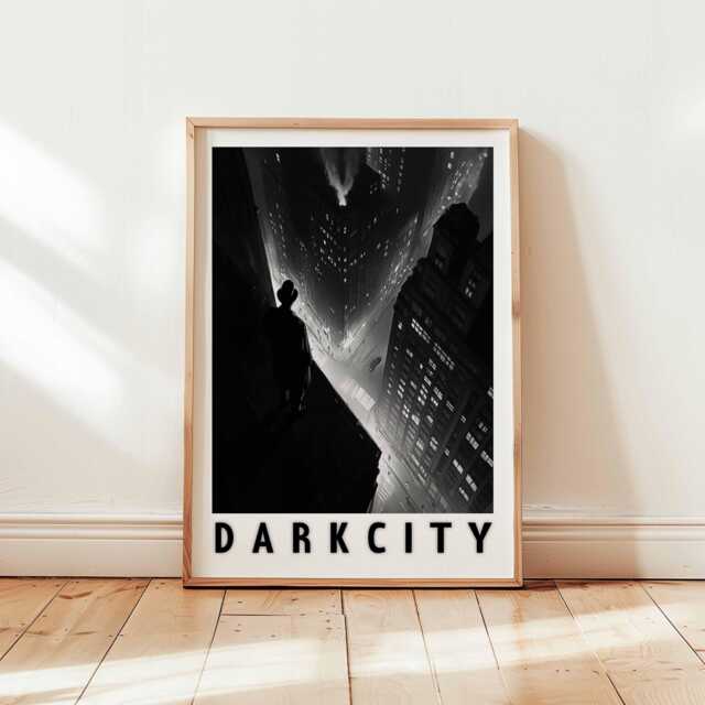Dark City Noir Poster, Black & White Urban Wall Art, Cityscape Print, Detective Movie Retro 1930S Film Unframed Artwork - image 1