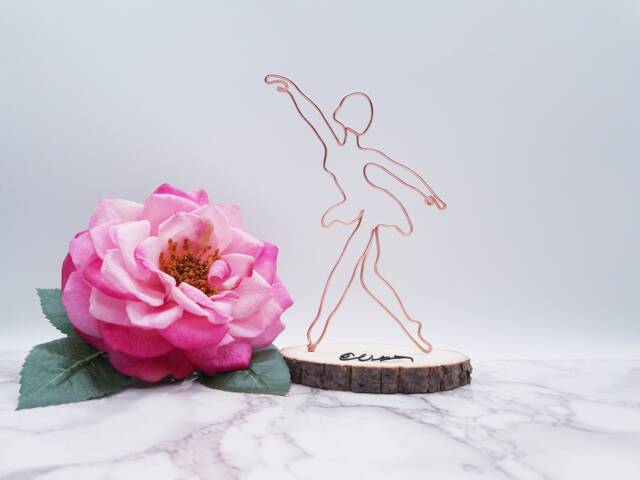 Personalized Ballerina Wire Sculpture, Aluminum Dancer Art, Desk Decor - image 1