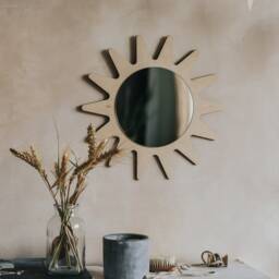 Kids Room Wall Mirror, Montessori Shatterproof Sun Mirror, Wooden Mirror For Handcrafted - thumbnail 2