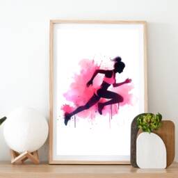 Pink Running Print Poster Set - Of 3 Runner Posters - Athletics Art Painting Decoration Decor Wall Gifts Gift - thumbnail 2