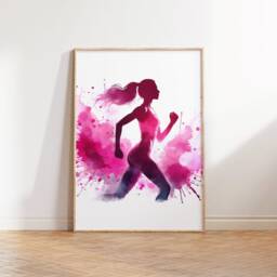 Pink Running Print Poster Set - Of 3 Runner Posters - Athletics Art Painting Decoration Decor Wall Gifts Gift - thumbnail 3