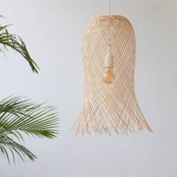 Flared Woven Pendant Light Handwoven Bamboo Shade Octopus Cafe Shop Lighting Rustic Lamp - thumbnail 2