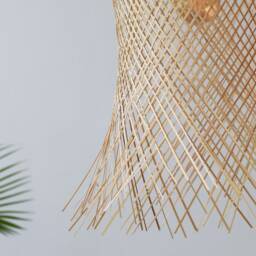 Flared Woven Pendant Light Handwoven Bamboo Shade Octopus Cafe Shop Lighting Rustic Lamp - thumbnail 3
