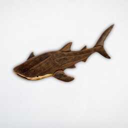 Handcrafted Wooden Whale Shark Sculpture - Reclaimed Wood Ocean Decor Eco-Friendly Wall Art - thumbnail 3