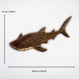 Handcrafted Wooden Whale Shark Sculpture - Reclaimed Wood Ocean Decor Eco-Friendly Wall Art - thumbnail 2