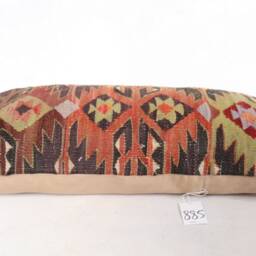 "Kilim Pillow, Wool Kilim Cousin From Anatolia, 30x60 cm, 12""x24" - thumbnail 3