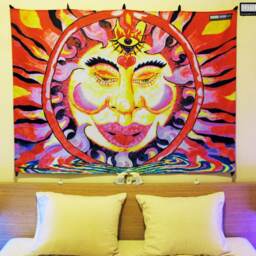 Chillin' Sun Uv Black Light Fluorescent Glow Psychedelic Art Backdrop Tapestry Wall Hanging Home Club Trance Party Festival Deco Third Eye - thumbnail 2