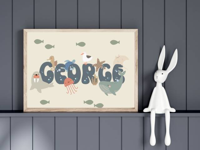 Personalised Ocean Print. Perfect For A Nautical & Under The Sea Themed Room, Playroom Or Nursery - Print Only - image 1