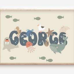 Personalised Ocean Print. Perfect For A Nautical & Under The Sea Themed Room, Playroom Or Nursery - Print Only - thumbnail 2