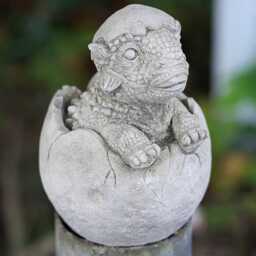 Dragon Hatchling Stone Statue Outdoor Garden Ornament Dinosaur British Sculpture - thumbnail 1