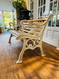 Fully Restored Cast Iron Garden Bench With Oiled Oak Slats - thumbnail 1