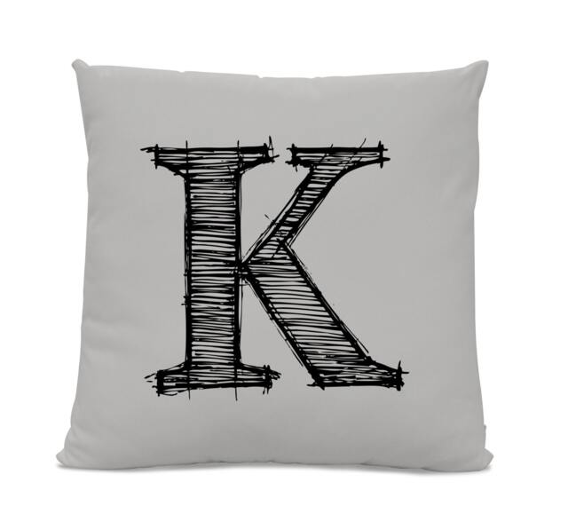Initial Pillow - Letter With K Monogrammed Custom Throw