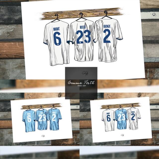 England Women Themed Dressing Room Kit Print 23/24 22/23 Hand Illustrated Design Personalise World Cup & Euros - image 1