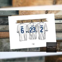 England Women Themed Dressing Room Kit Print 23/24 22/23 Hand Illustrated Design Personalise World Cup & Euros - thumbnail 2