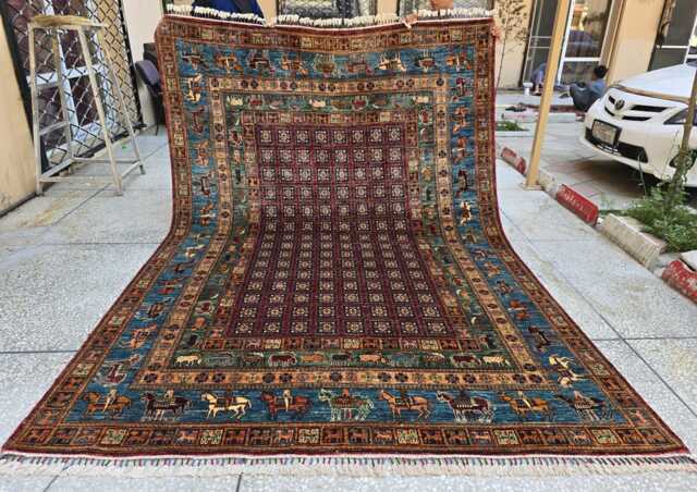 Handmade Afghan Wool Rug 7x10 Ft Tribal Geometric Design, Persian Style Living Room Carpet - image 1