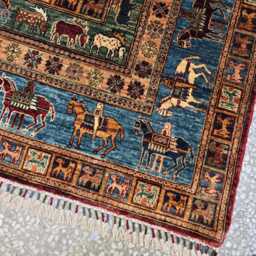 Handmade Afghan Wool Rug 7x10 Ft Tribal Geometric Design, Persian Style Living Room Carpet - thumbnail 4