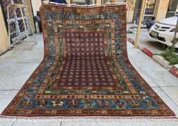 Handmade Afghan Wool Rug 7x10 Ft Tribal Geometric Design, Persian Style Living Room Carpet - thumbnail 1