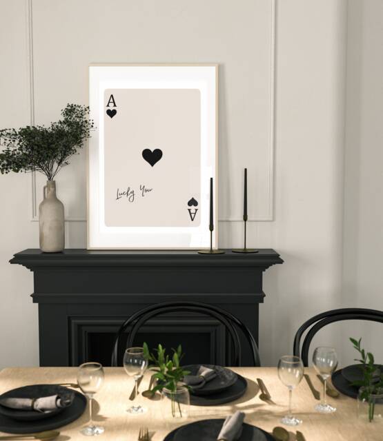 Ace Of Hearts Print, Playing Card Poster, Trendy Retro Art, Bar Decor, Kitchen Print Gift, Aesthetic Modern Home Gallery Wall - image 1
