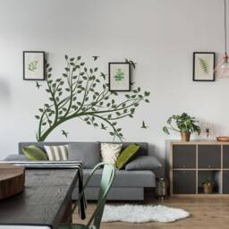 Branch Wall Tree Sticker Vinyl Decal - Bird Kids Room Decals Girls Nursery Birds Flower Baby Art Mural Leaves Decor Girl Removable - thumbnail 1