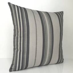 Light Warm Gray & Dark Gray Striped Decorative Throw Pillow Covers, Cushion Modern Pillowcase, Toss Pillow, Cotton Blend - thumbnail 2
